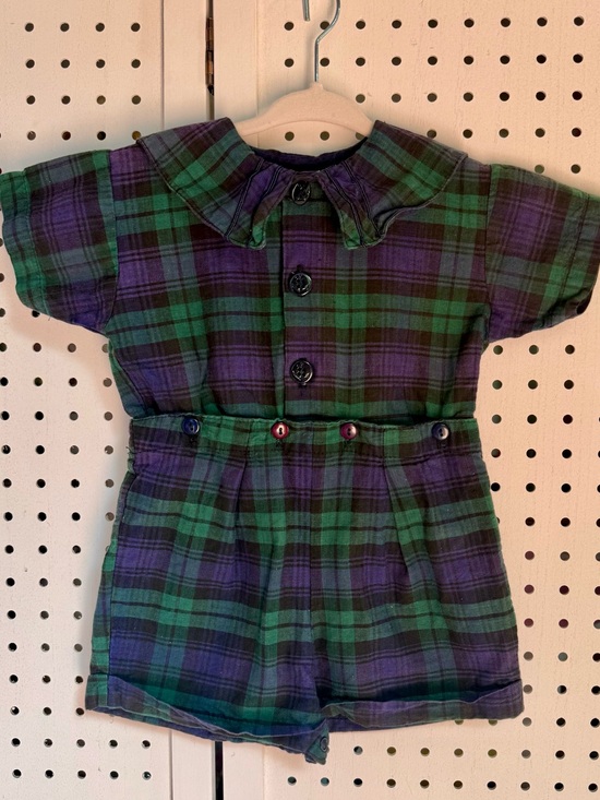 Hartstrings Other - Vintage Hartstrings 12M Black Watch Plaid Bobby Suit Button On‎ Romper